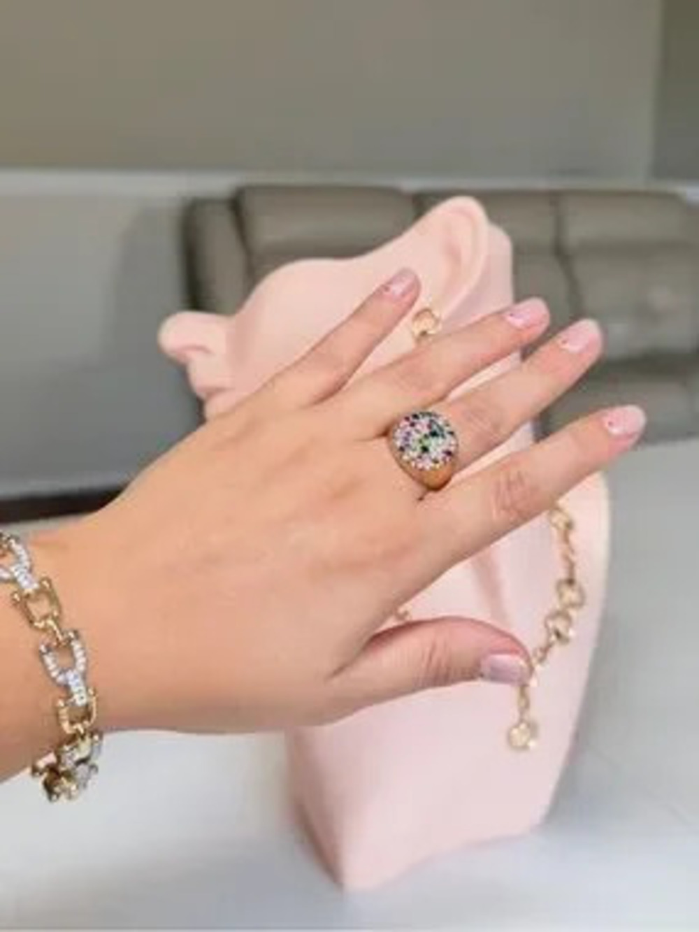 Luxury Gold Multi-Color Pav Ring